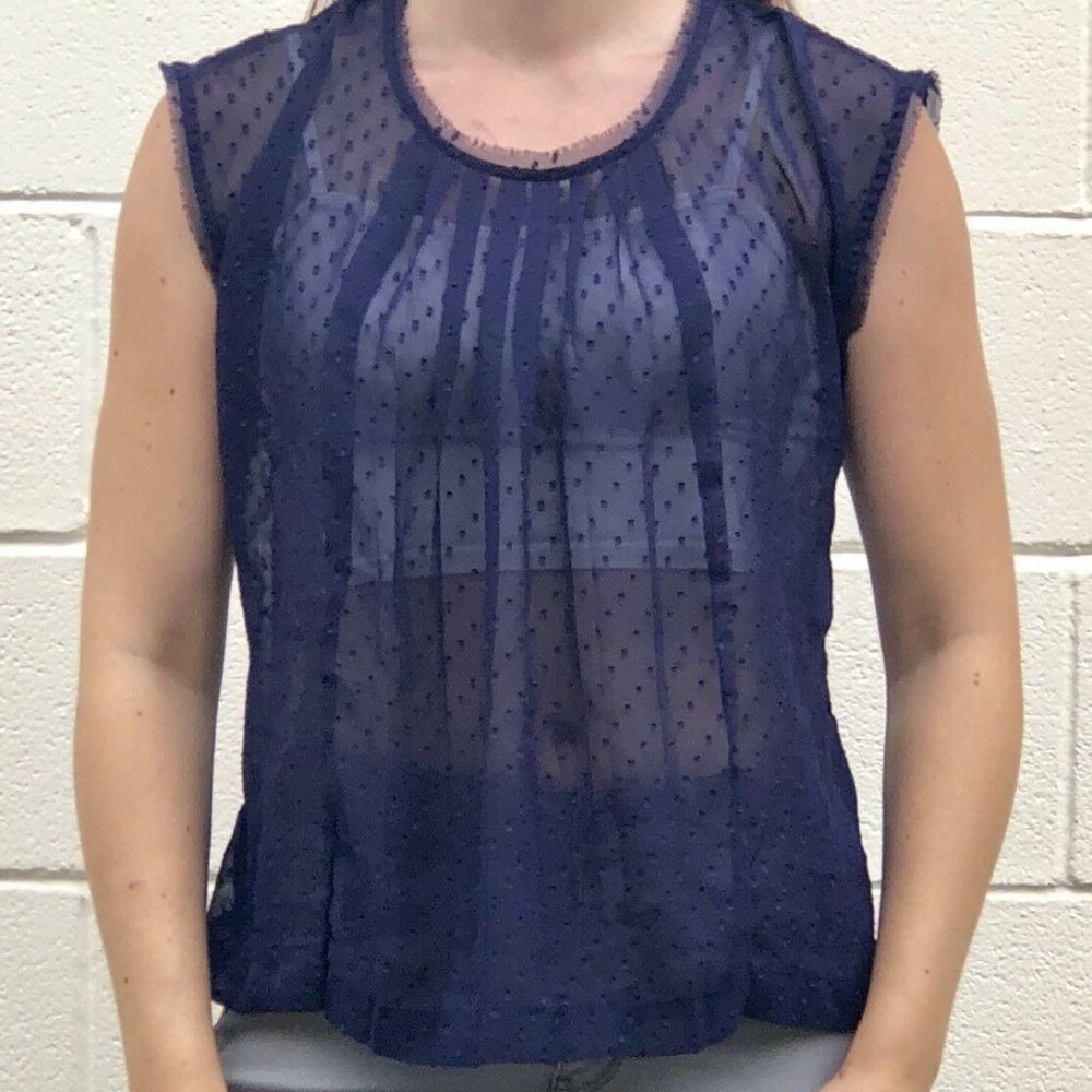 Forever 21 Contemporary Blue Sheer Blouse - Size S